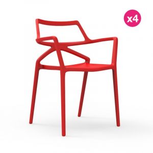 Vondom Lot de 4 Chaises Delta Rouge