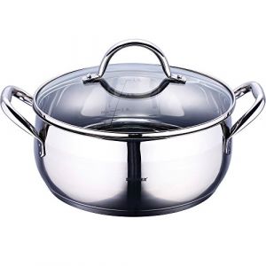 Bergner Gourmet - casseroles acier inoxydable avec couvercle 24x10 cm 4.5l bon pour linduction