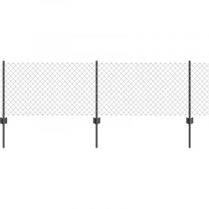 VidaXL Clôture en Fil de Fer avec 10 Piquets Gris 0.6x10 m Acier