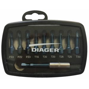 Diager Coffret de vissage choc blue shock 10 pièces