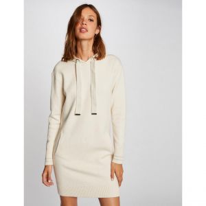 Image de Morgan Robe pull droite &agrave; capuche Beige