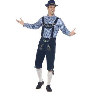 Smiffy's Costume traditionnel Rutger le Bavarois Deluxe, Bleu, avec culotte bavaroise et