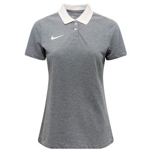 Nike Womens Polo W NK DF Park20 Polo SS, Charcoal Heathr/HTR/White/White, CW6965-071, L