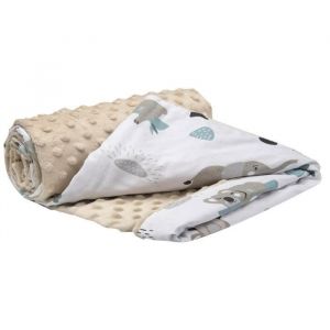Medi Partners Couverture Bebe Couvertures de Bébé Plaid Enfant Nouveau-né 100% Coton pour Cadeau Naissance 75x100cm Multifonctionnel Bilatéral pour Landaus (Mint Zoo avec Minky Beige)