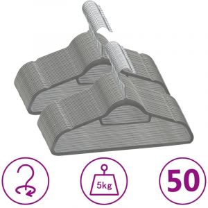 Image de VidaXL Cintres antidérapants 50 pcs Gris Velours
