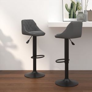 VidaXL Tabourets de bar 2 pcs Gris fonc?? Velours