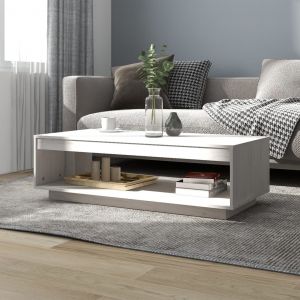 VidaXL Table basse Blanc 110x50x33,5 cm Bois de pin massif