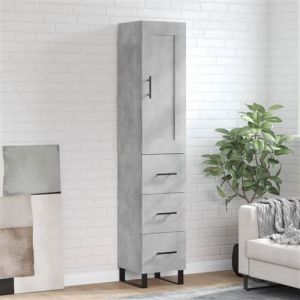 VidaXL Buffet Haut, Armoire de Rangement avec Pieds, Meuble de Rangement, Organisateur Salon Salle de Séjour, Moderne, Gris Béton Bois d'Ingénierie