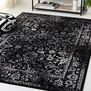 Safavieh Adirondack Collection ADR109Z Tapis Oriental à Aspect Vieilli Qui ne perd Pas Ses Poils - Noir/Ivoire - 1,2 x 1,8 m