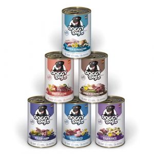 DOGGY Dog Paté Mix 1, 6 x 400 g, nourriture humide pour chien, dans un paquet d'essai, sans céréales, avec huile de saumon et moule aux orles vertes, aliment complet à haute teneur en viande, fabriqué