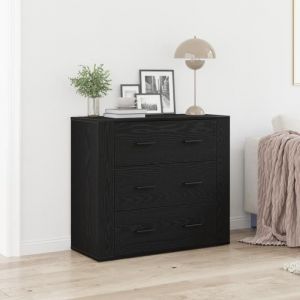 VidaXL Buffet en ch&ecirc;ne noir avec tiroir Ch&ecirc;ne noir 80 x 33 x 70 cm