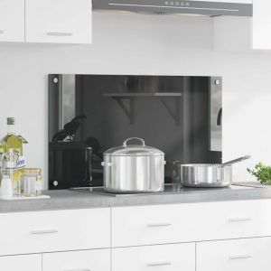 VidaXL Protection de cuisine Gris fonc&eacute; 90 x 50 x 0.6 cm verre tremp&eacute;