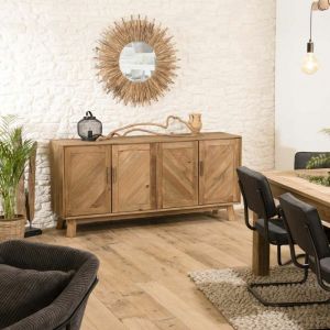 Image de Macabane Buffet 4 Portes en Bois "Cramy" 180cm Naturel