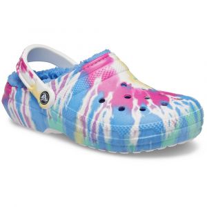 Crocs Men's and Women's Classic Lined Clog | Fuzzy Slippers, Sabot Mixte, Pastel Tie Dye, 37/38 EU