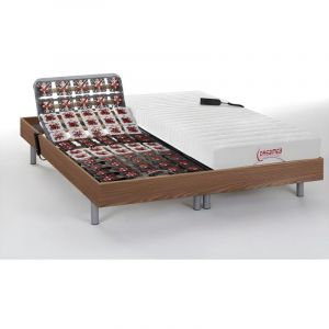 Lit électrique relaxation tout plots matelas accueil latex - 2 x 70 x 190 cm - Naturel clair - ETHER de DREAMEA