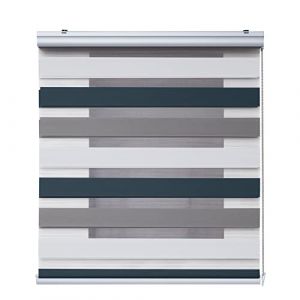 Store Jour/Nuit Plus, Store enrouleur avec Finitions Premium, Blanc-Taupe-Graphite, 200 x 250cm