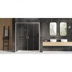 Porte de douche coulissante chromé droite 4 volets IBIZA CHROME,Largeur: 160 cm