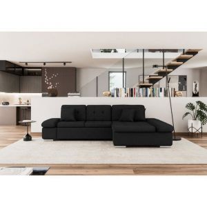 Meublesline Tendencio - Canapé d'angle convertible alri Noir
