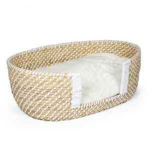 Panier pour chien et chat en osier et coussin Duvoplus
