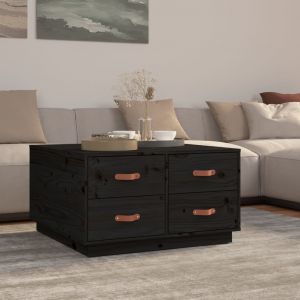 VidaXL Table basse Noir 80x80x45 cm Bois massif de pin