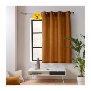 Lot de 2 rideaux petite hauteur 135 x 180 cm coton/polyester recyclé Twily Camel - Camel