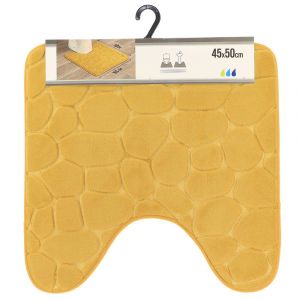 Tendance Tapis contour WC Jaune Moutarde en microfibre à mémoire de forme 45 x 50 cm