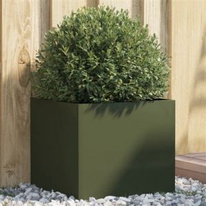 VidaXL Jardinière vert olive 42x40x39 cm acier laminé à froid