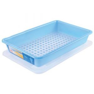 Gilac Bac plat 3 L HACCP avec couvercle et grille bleu,