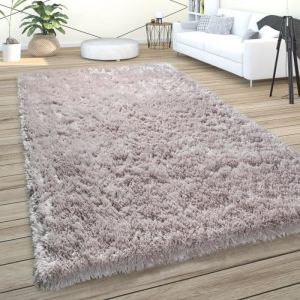 Tapis De Salon Poils Longs Shaggy Uni Doux Moderne Gris 160x220 cm - Paco Home