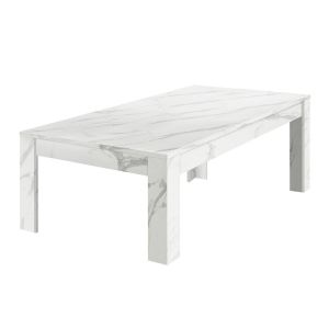 Table basse rectangulaire aspect marbre blanc