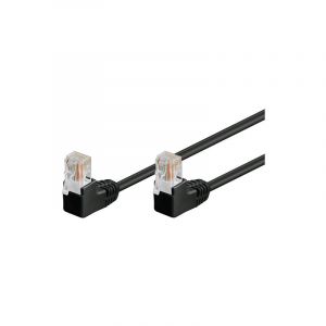 Goobay Câble patch CAT 5e 2x coudé à 90°, U/UTP, noir 5 m