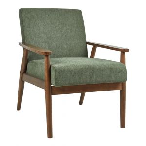 Beliani Fauteuil Rétro en Tissu Polyester Semblable à du Lin Salon Structure en Bois Foncé Léger Vert Esrum