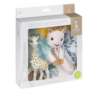 Vulli Coffret Sophie La Girafe Et Son Doudou – Jouet Bébé 0 Mois+ – Caoutchouc Naturel Et Textiles Sensoriels – Doudou avec Attache Sucette – Idée Cadeau Naissance – Collection Il Était Une Fois