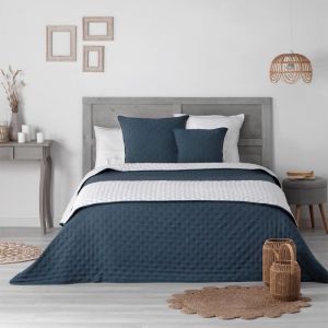 Image de C min de lit matel é 80 x 180 cm microfibre bicolore Mellow chic Bleu/blanc