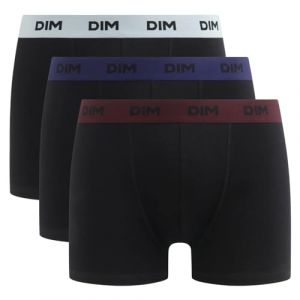 DIM Boxer Homme Mix and Colors x3, Noir ceinture vert/bleu/rouge, S