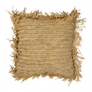 Now's Home Coussin en raphia avec franges 40cm