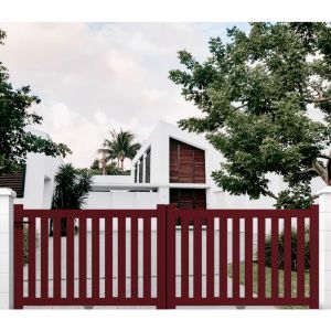Packit Portail aluminium coulissant ajouré en kit dimension L.3500 (entre piliers) x H.1200 mm Couleurs Rouge (ral 3004) Expédition gratuite en
