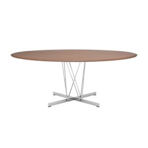 Kartell Table Ovale Viscount Of Wood 192 X 118 Cm (Plateau En Noyer, Structure Chrom&eacute;e - Bois Et M&eacute;tal)