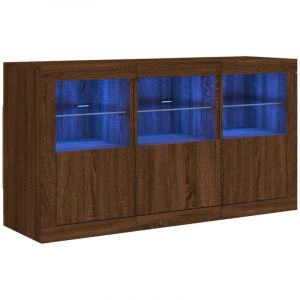 VidaXL Buffet avec lumières LED chêne marron 123x37x67 cm, meuble de rangement, meuble de rangement cuisine, meuble de rangement de salon