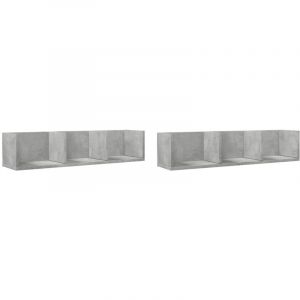 VidaXL Armoires Murales 2pcs, &Eacute;tag&egrave;res Suspendues avec Rangement, Meubles Flottants de Salon Salle de S&eacute;jour, Moderne, Gris B&eacute;ton Bois d'Ing&eacute;nierie