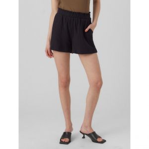 Vero Moda Short Femme Taille élastique Texture crêpe Paperbag, Couleurs:Noir, Taille:S