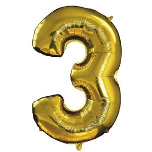 Ruedelafete Ballon alu mylar 30cm CHIFFRE 3, Or