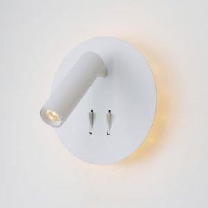 Applique murale blanche avec spot lecture 3W et lumi&egrave;re 6W 15cm