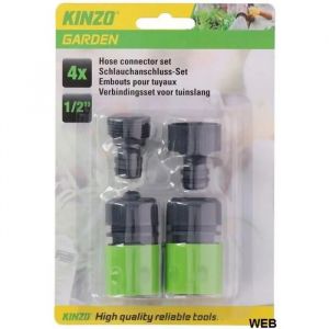 Kinzo Set de 4 connecteurs de tuyau de jardin Garden - Dimensions 190 x 35 x 130 mm - Poids 0,083 KG
