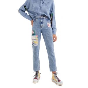 Desigual Jean droit paysage chinois Bleu - Taille 34