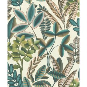 Décorama 485523 Papier Peint Vinyl Grainé sur Intissé Univers Végétal Blanc
