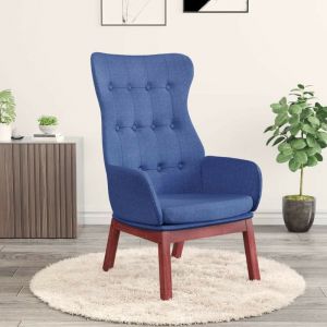 VidaXL Fauteuil relax en tissu métallique et bois massif d'hévéa avec une finition bleue