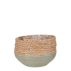 Mica Decorations JORCK Panier à plantes 15x18 cm - Herbe de mer tressée avec dessous vert humide