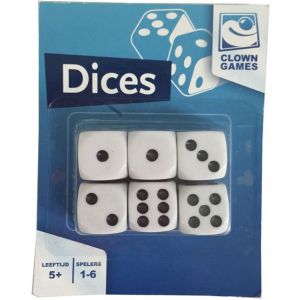 Clown Games d&eacute;s blanc / noir 6 pi&egrave;ces