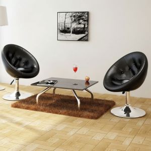 VidaXL Chaises de bar 2 pcs Noir Similicuir. Produit Neuf ! Garantie 0 ans !